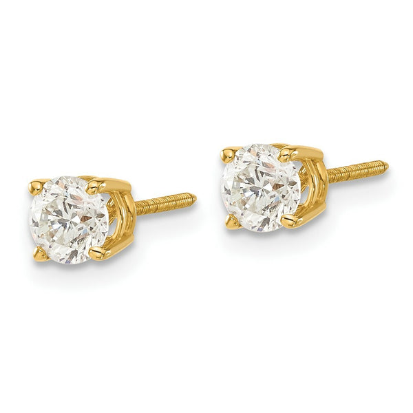 14K Yellow Gold .95-Carat tw SI3 G-I Diamond Stud Thread on/off Post Earrings