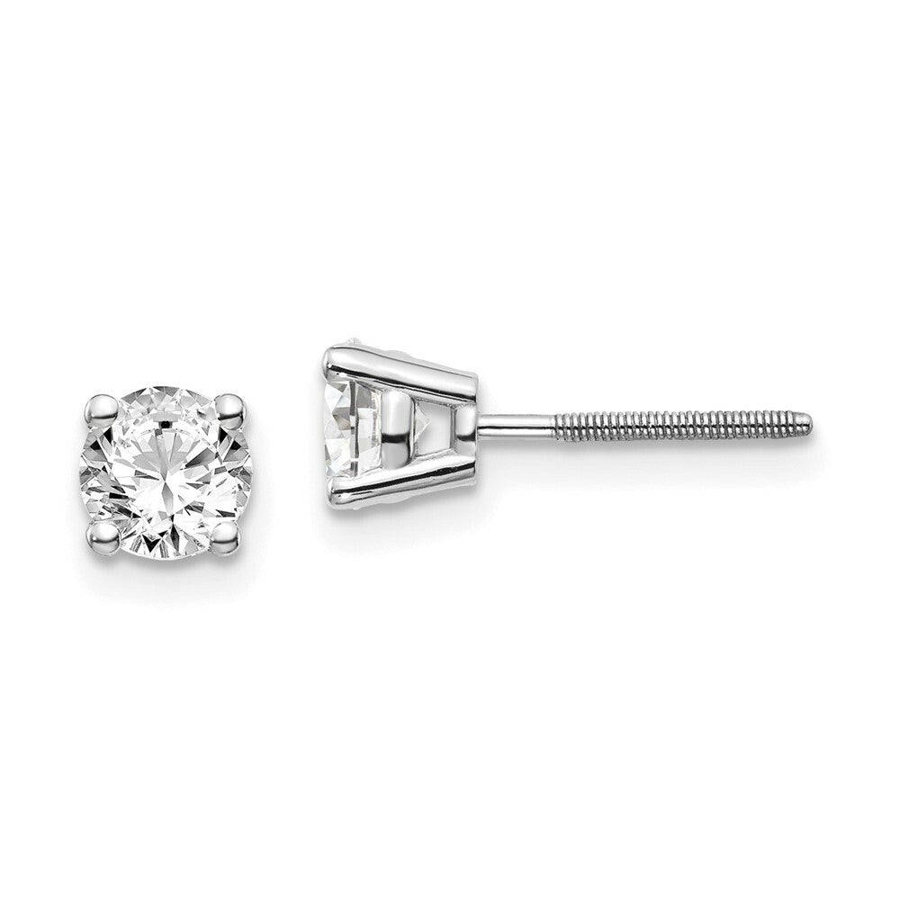 14K White Gold .95-Carat tw VS2/SI1 G-I Diamond Stud Thread on/off Post Earrings