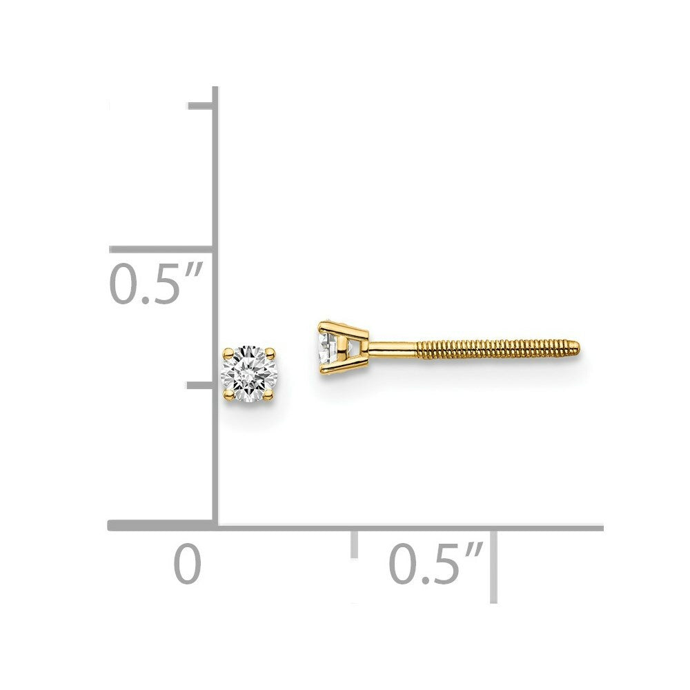 14K Yellow Gold .10-Carat tw VS2/SI1 G-I Diamond Stud Thread on/off Post Earrings