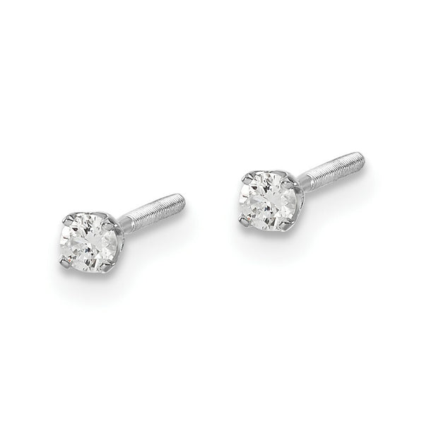 14K White Gold .10-Carat VS2/SI1 G-I Diamond Stud Thread on/off Post Earrings