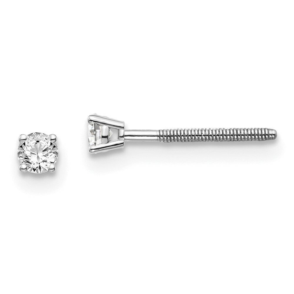 14K White Gold .10-Carat VS2/SI1 G-I Diamond Stud Thread on/off Post Earrings