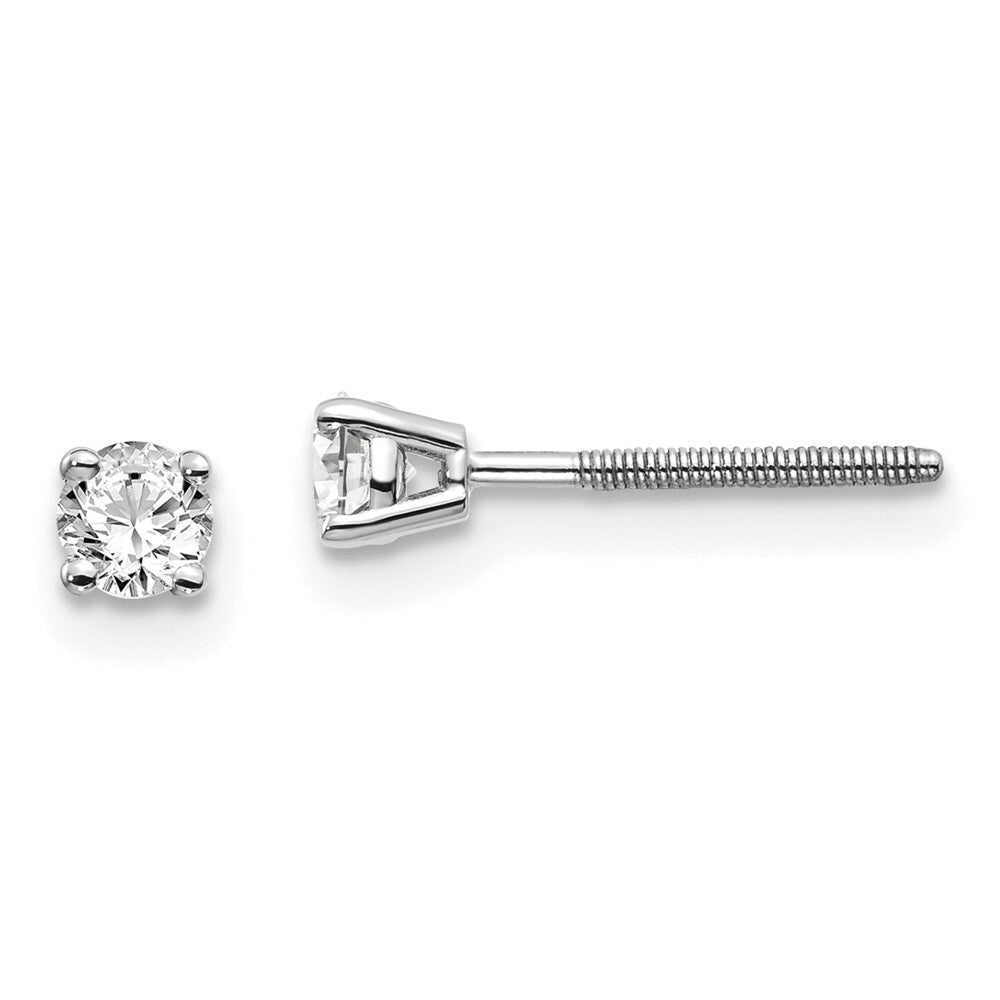 14K White Gold .25ct VS2/SI1 G-I Diamond Stud Thread on/off Post Earrings
