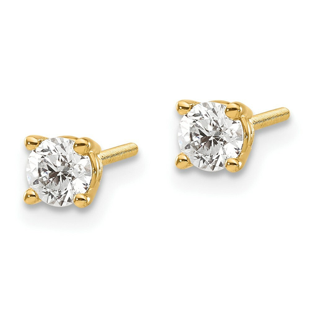 14K Yellow Gold 1/2-Carat tw VS2/SI1 G-I Diamond Stud Thread on/off Post Earrings