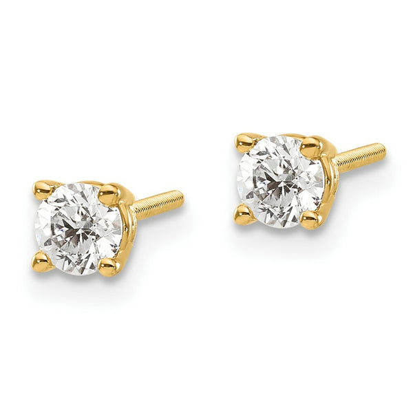 14K Yellow Gold 1/2-Carat tw VS2/SI1 G-I Diamond Stud Thread on/off Post Earrings