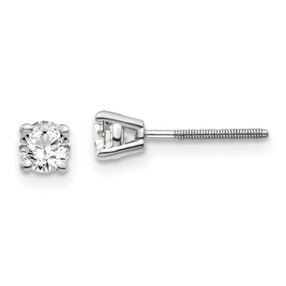 14K White Gold 1/2-Carat tw VS2/SI1 G-I Diamond Stud Thread on/off Post Earrings
