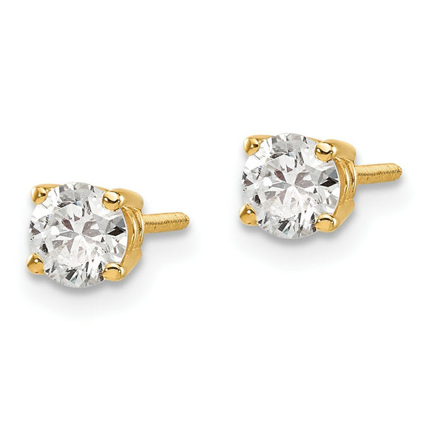 14K Yellow Gold .70-Carat tw VS2/SI1 G-I Diamond Stud Thread on/off Post Earrings