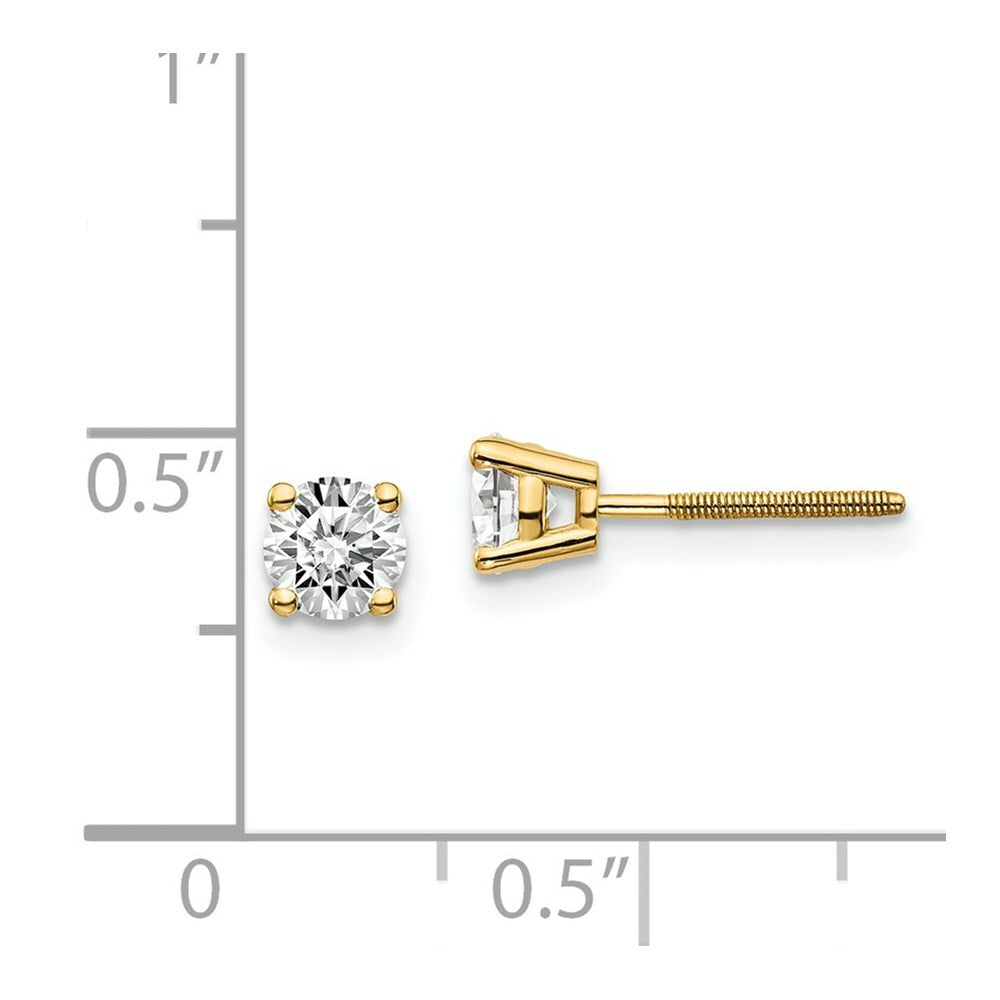 14K Yellow Gold .70-Carat tw VS2/SI1 G-I Diamond Stud Thread on/off Post Earrings