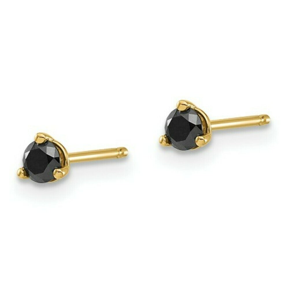 14K Yellow Gold Black Diamond Stud Earrings 1/4-Carat tw