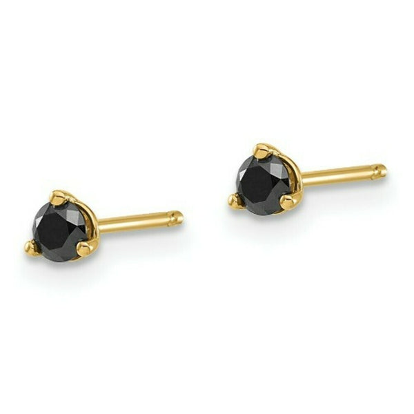 14K Yellow Gold Black Diamond Stud Earrings 1/4-Carat tw