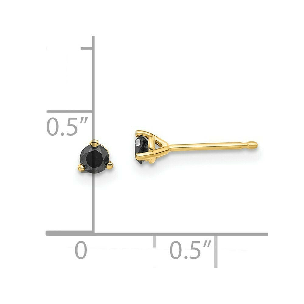 14K Yellow Gold Black Diamond Stud Earrings 1/4-Carat tw