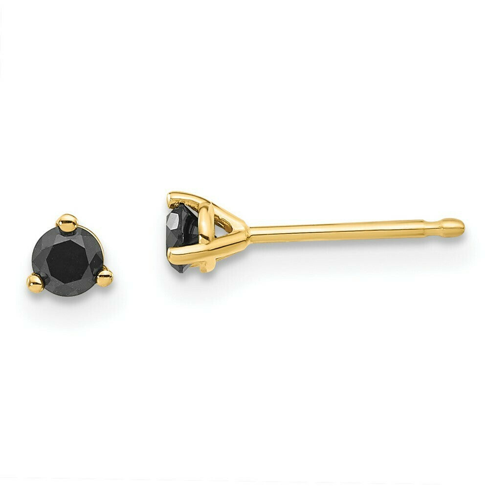 14K Yellow Gold Black Diamond Stud Earrings 1/4-Carat tw