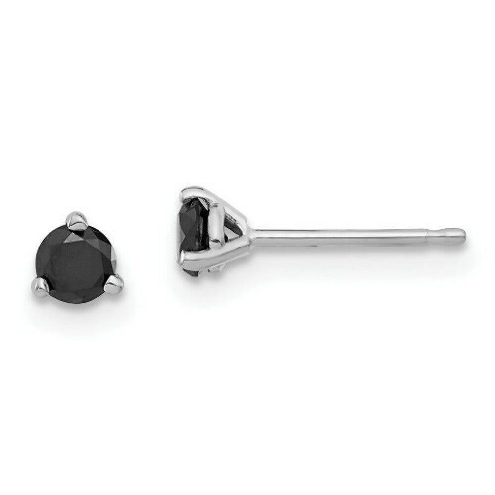 14K White Gold Black Diamond Stud Earrings