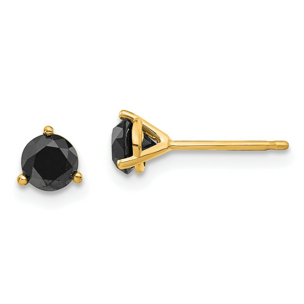 14K Yellow Gold 3/4-Carat tw Black Diamond Stud Earrings