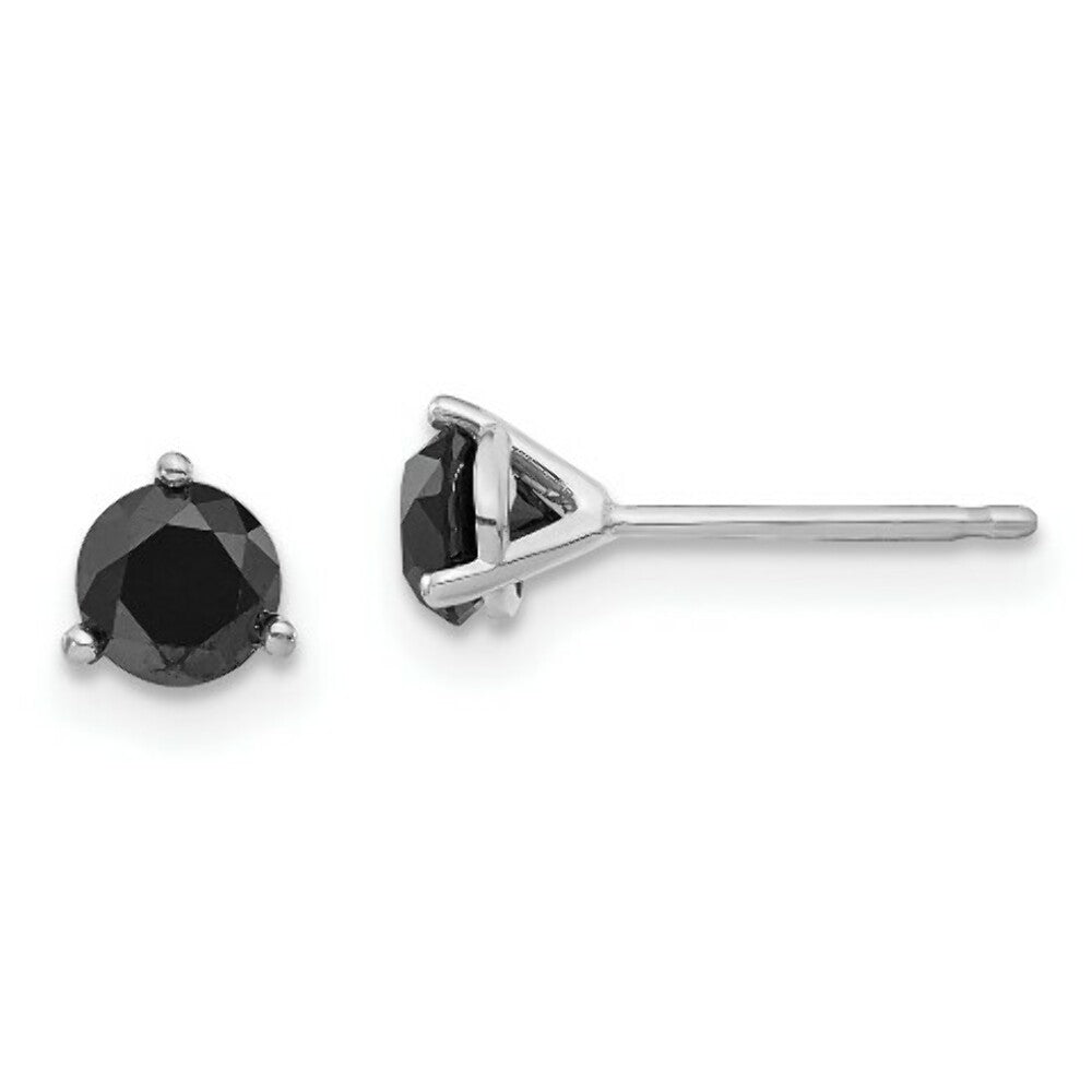 14K White Gold 3/4-Carat tw Black Diamond Stud Earrings