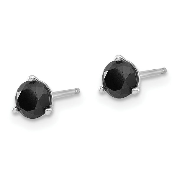 14K White Gold 3/4-Carat tw Black Diamond Stud Earrings