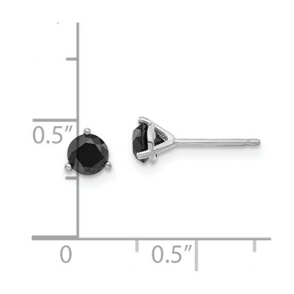 14K White Gold 3/4-Carat tw Black Diamond Stud Earrings