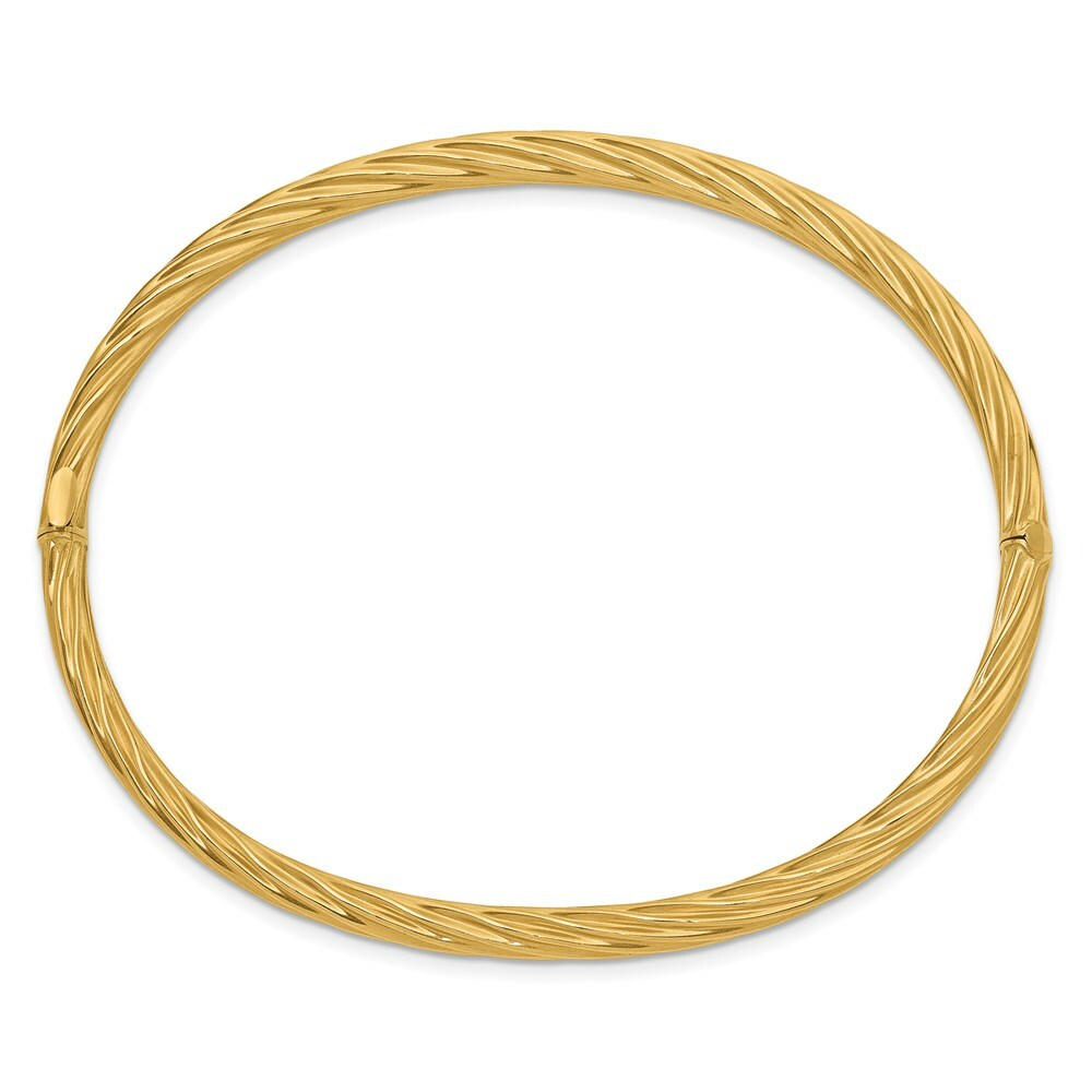14K Yellow Gold 3/16 Oversize Swirl Hinged Bangle Bracelet