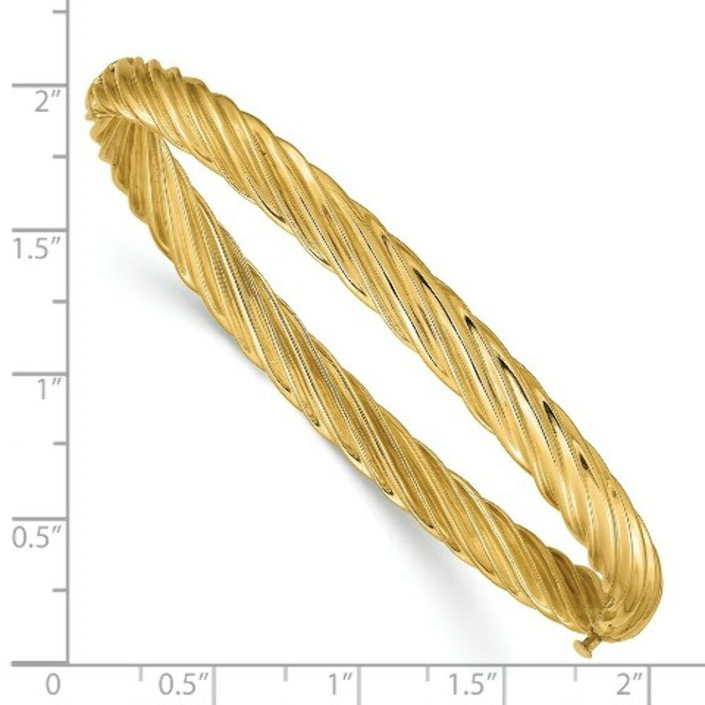 14K Yellow Gold 4/16 Oversize Swirl Hinged Bangle Bracelet
