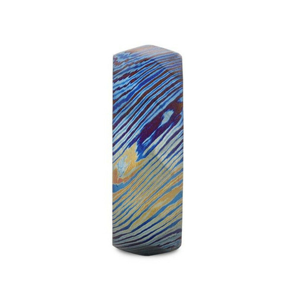 Mens Brushed Titanium with Blue and Purple Wavy Design Wedding Ring - 8mm Wide - Style name: TYRIAN