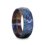 Load image into Gallery viewer, Mens Brushed Titanium with Blue and Purple Wavy Design Wedding Ring - 8mm Wide - Style name: TYRIAN
