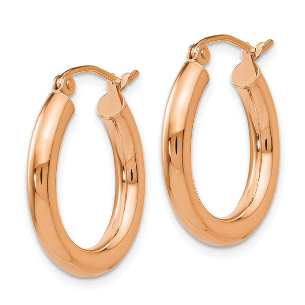 14K Rose Gold 3mm Hoop Earrings  20mm length