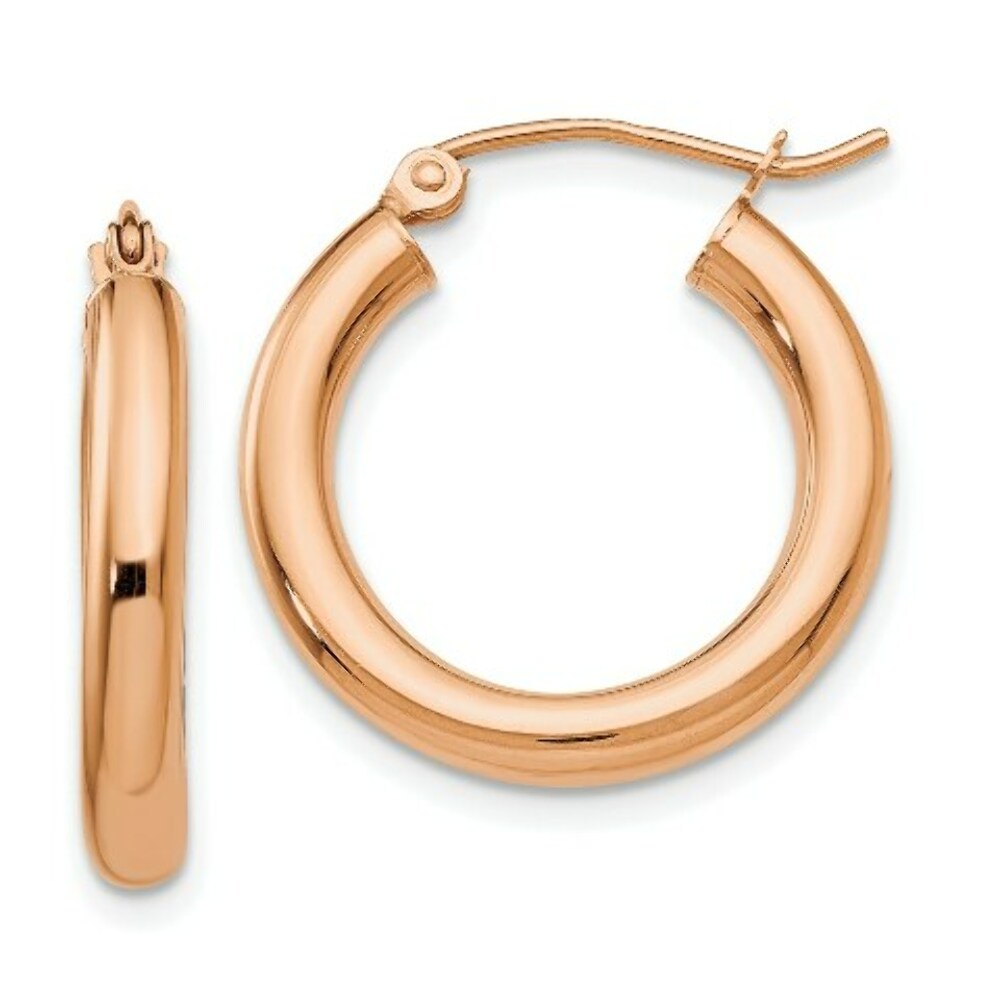 14K Rose Gold 3mm Hoop Earrings  20mm length