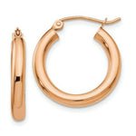 Load image into Gallery viewer, 14K Rose Gold 3mm Hoop Earrings  20mm length
