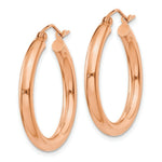 Load image into Gallery viewer, 14K Rose Gold 3mm Hoop Earrings  25mm length
