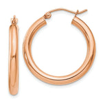 Load image into Gallery viewer, 14K Rose Gold 3mm Hoop Earrings  25mm length
