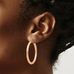 Load image into Gallery viewer, 14K Rose Gold 3mm Hoop Earrings  35mm length
