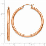 Load image into Gallery viewer, 14K Rose Gold 3mm Hoop Earrings  40mm length
