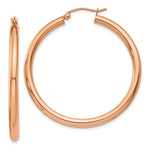 Load image into Gallery viewer, 14K Rose Gold 3mm Hoop Earrings  40mm length
