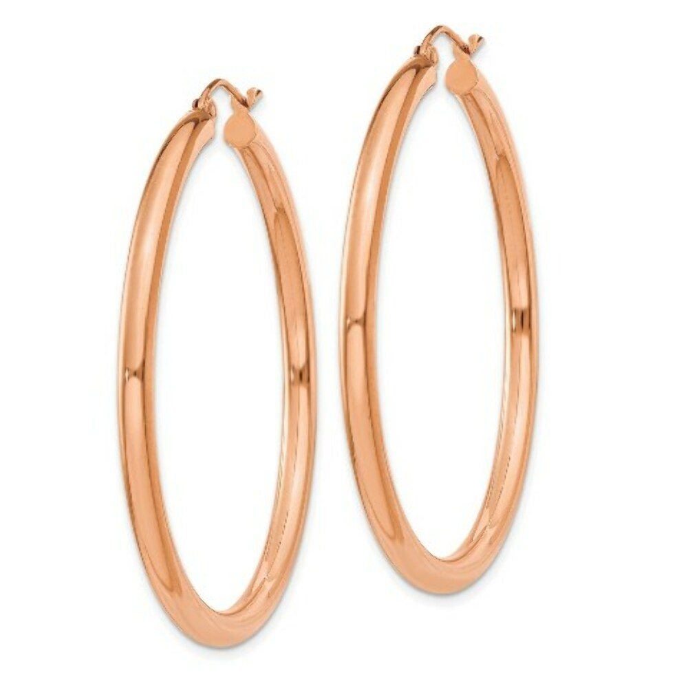 14K Rose Gold 3mm Hoop Earrings  45mm length
