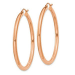 Load image into Gallery viewer, 14K Rose Gold 3mm Hoop Earrings  45mm length
