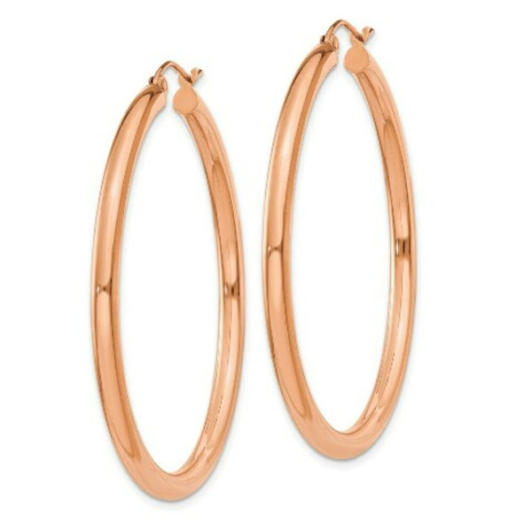 14K Rose Gold 3mm Hoop Earrings  45mm length