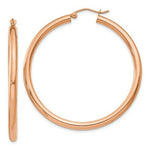 Load image into Gallery viewer, 14K Rose Gold 3mm Hoop Earrings  45mm length
