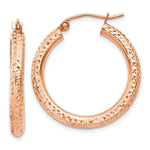 Load image into Gallery viewer, 14K Rose Gold 3mm Diamond-cut Hoop  25mm length
