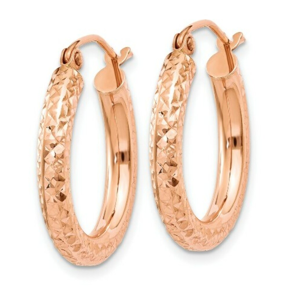 14K Rose Gold 3mm Diamond-cut Hoop  20mm length
