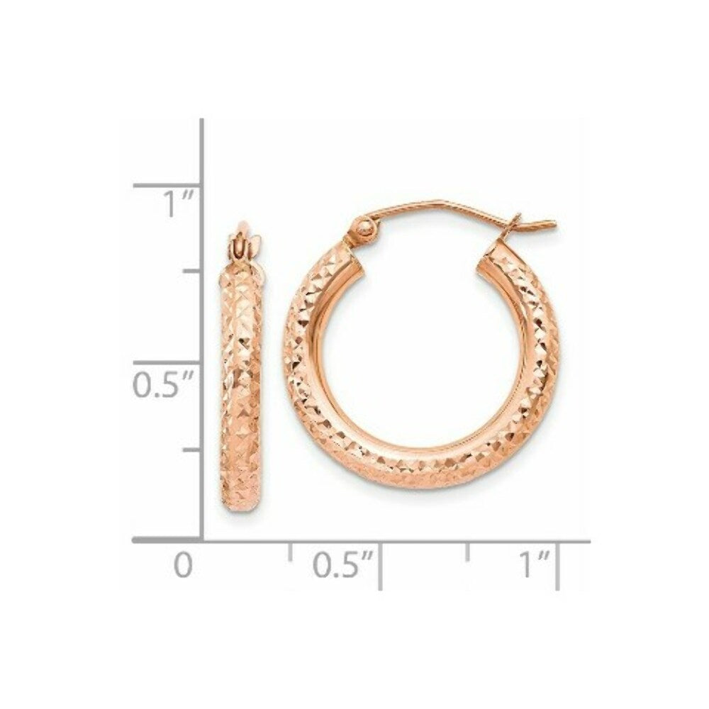 14K Rose Gold 3mm Diamond-cut Hoop  20mm length