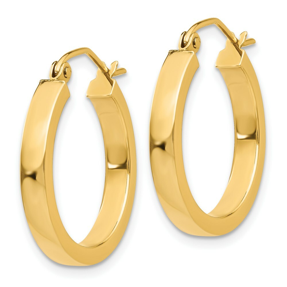 14K Yellow Gold 2x3mm Square Tube Hoops  20mm length