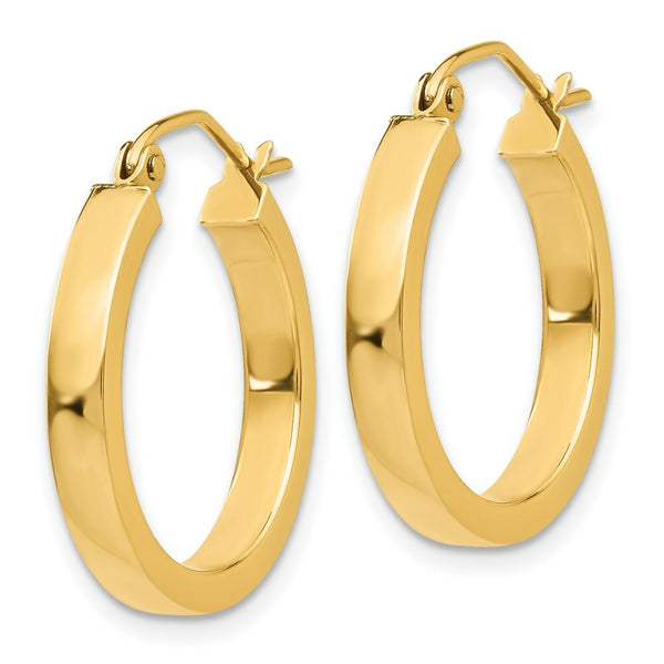 14K Yellow Gold 2x3mm Square Tube Hoops  20mm length