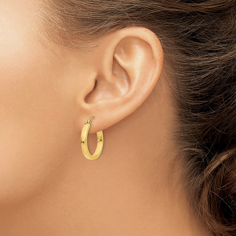 14K Yellow Gold 2x3mm Square Tube Hoops  20mm length