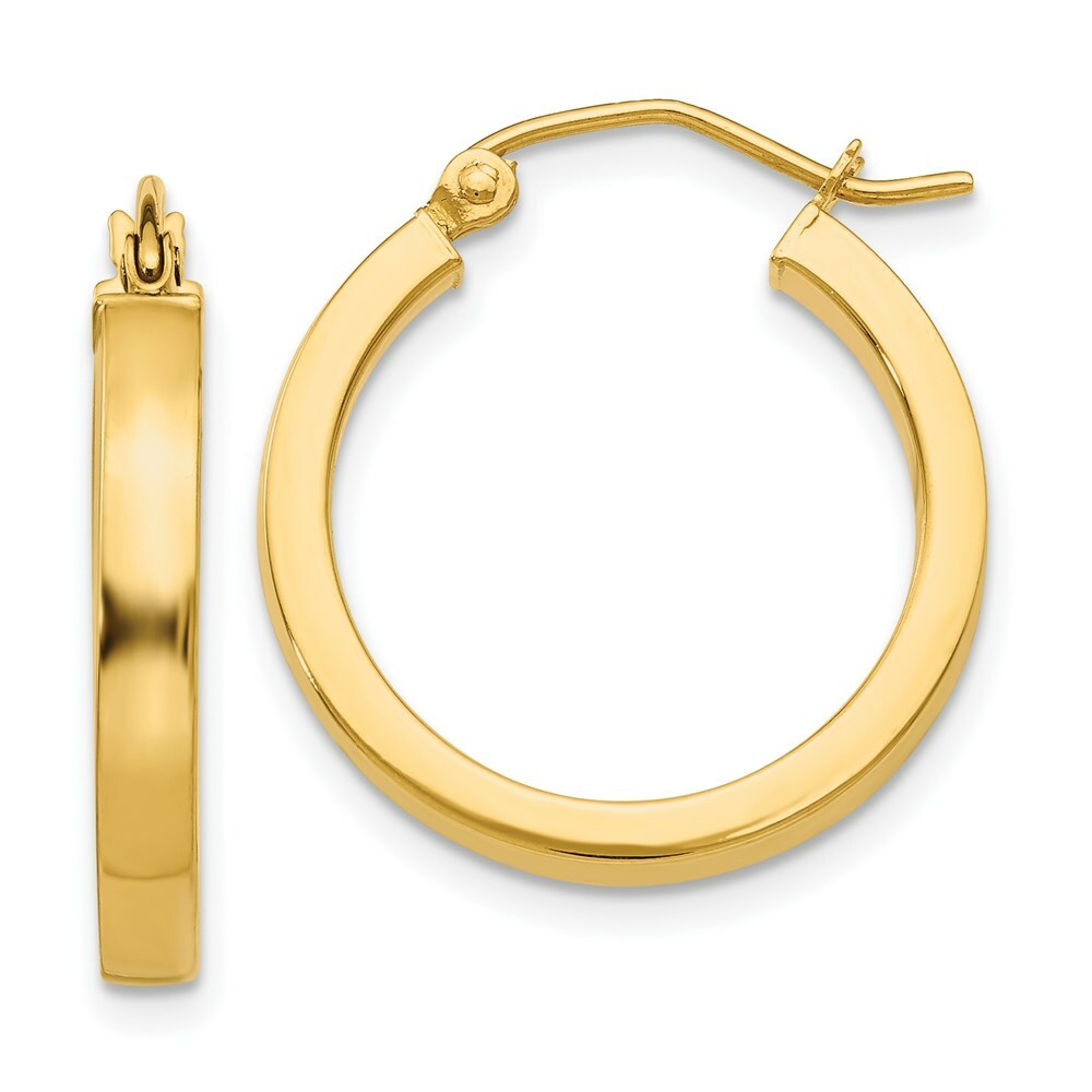 14K Yellow Gold 2x3mm Square Tube Hoops  20mm length