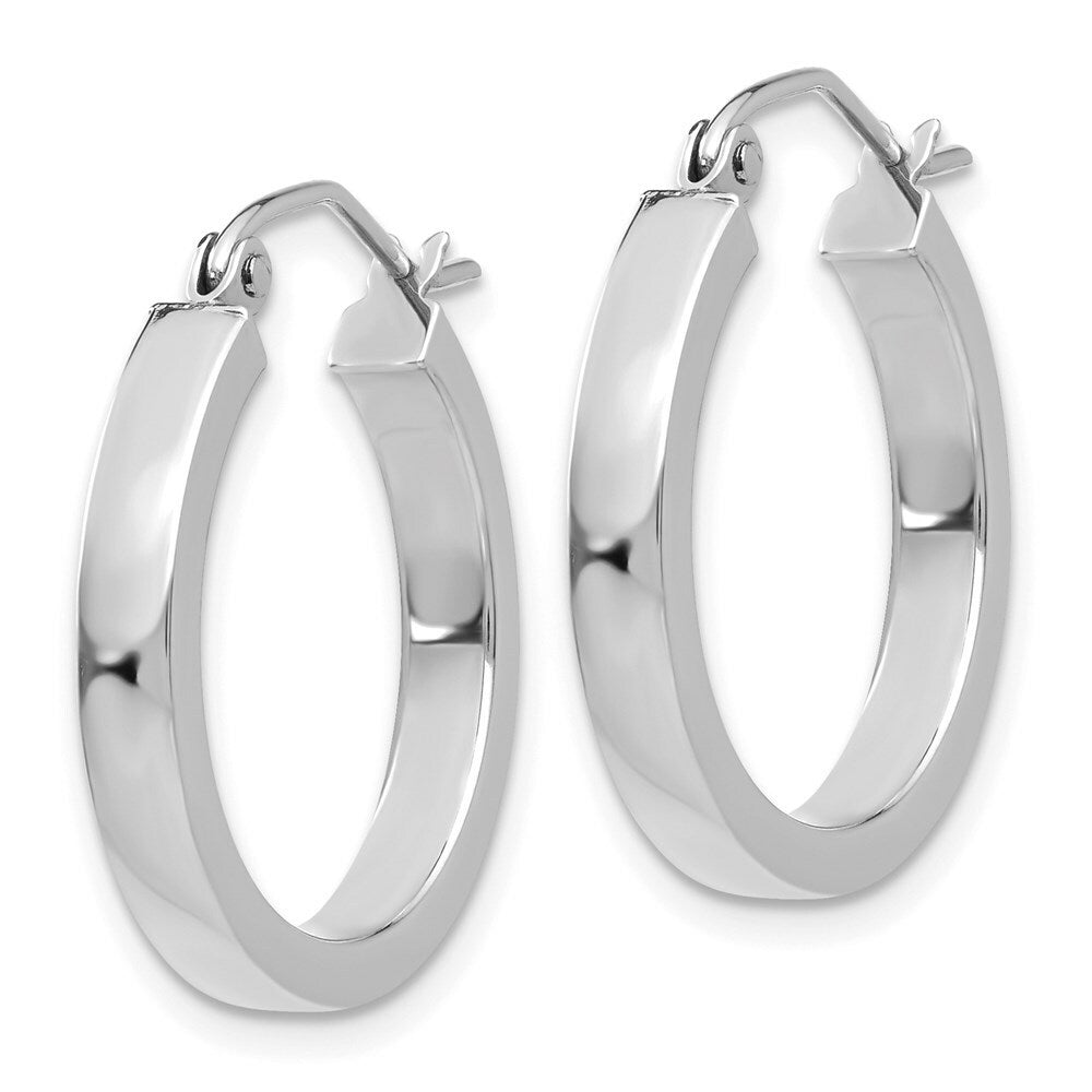 14K White Gold 2x3mm Rectangle Tube Hoop  20mm length