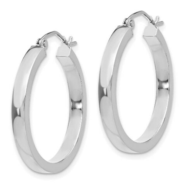 14K White Gold 2x3mm Rectangle Tube Hoop  25mm length