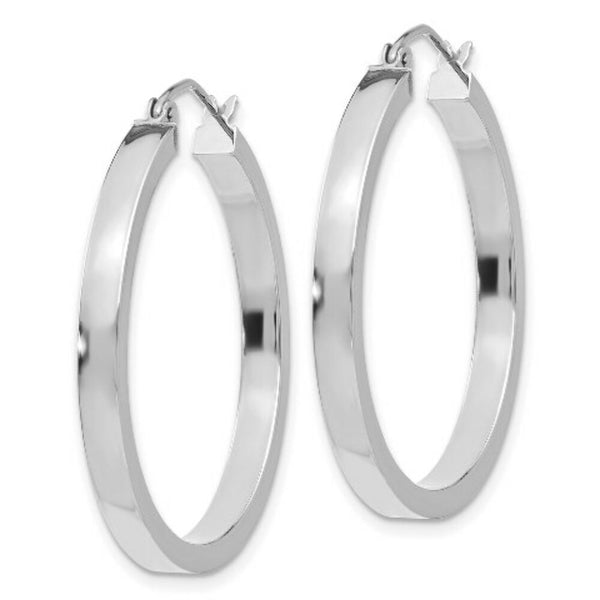 14K White Gold 2x3mm Rectangle Tube Hoop  30mm length