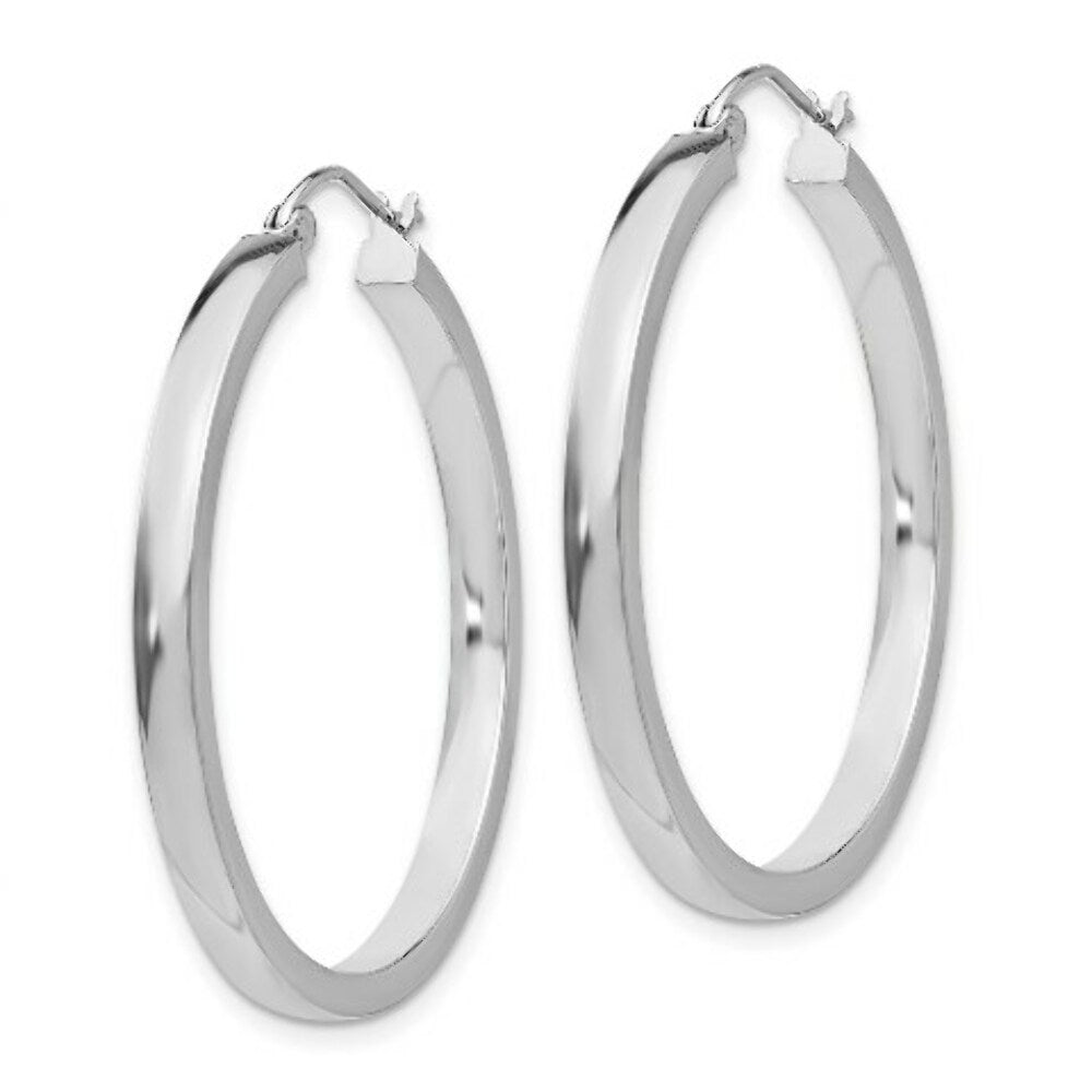 14K White Gold 2x3mm Rectangle Tube Hoop  30mm length