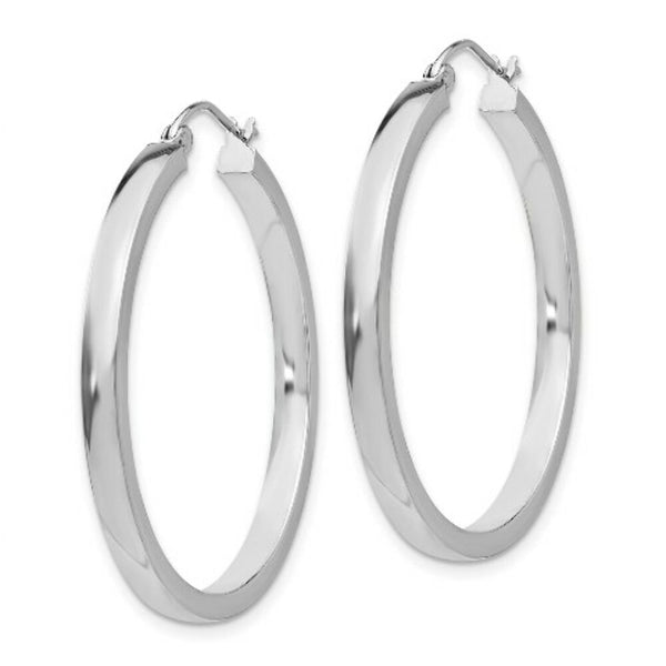 14K White Gold 2x3mm Rectangle Tube Hoop  30mm length