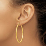 Load image into Gallery viewer, 14K Yellow Gold 2mm Square Tube Hoop Earrings  45mm length
