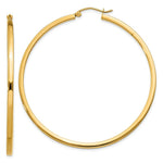 Load image into Gallery viewer, 14K Yellow Gold 2mm Square Tube Hoop Earrings  55mm length
